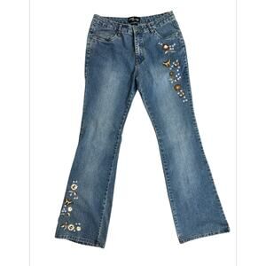 Wild Secret Women’s Floral Butterfly Embroidered Bootcut Y2K Jeans Size 7